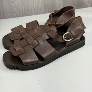 DKNY Leather Fisherman Sandals Buckle Strappy Open Toe Vintage Minimalist Sz10